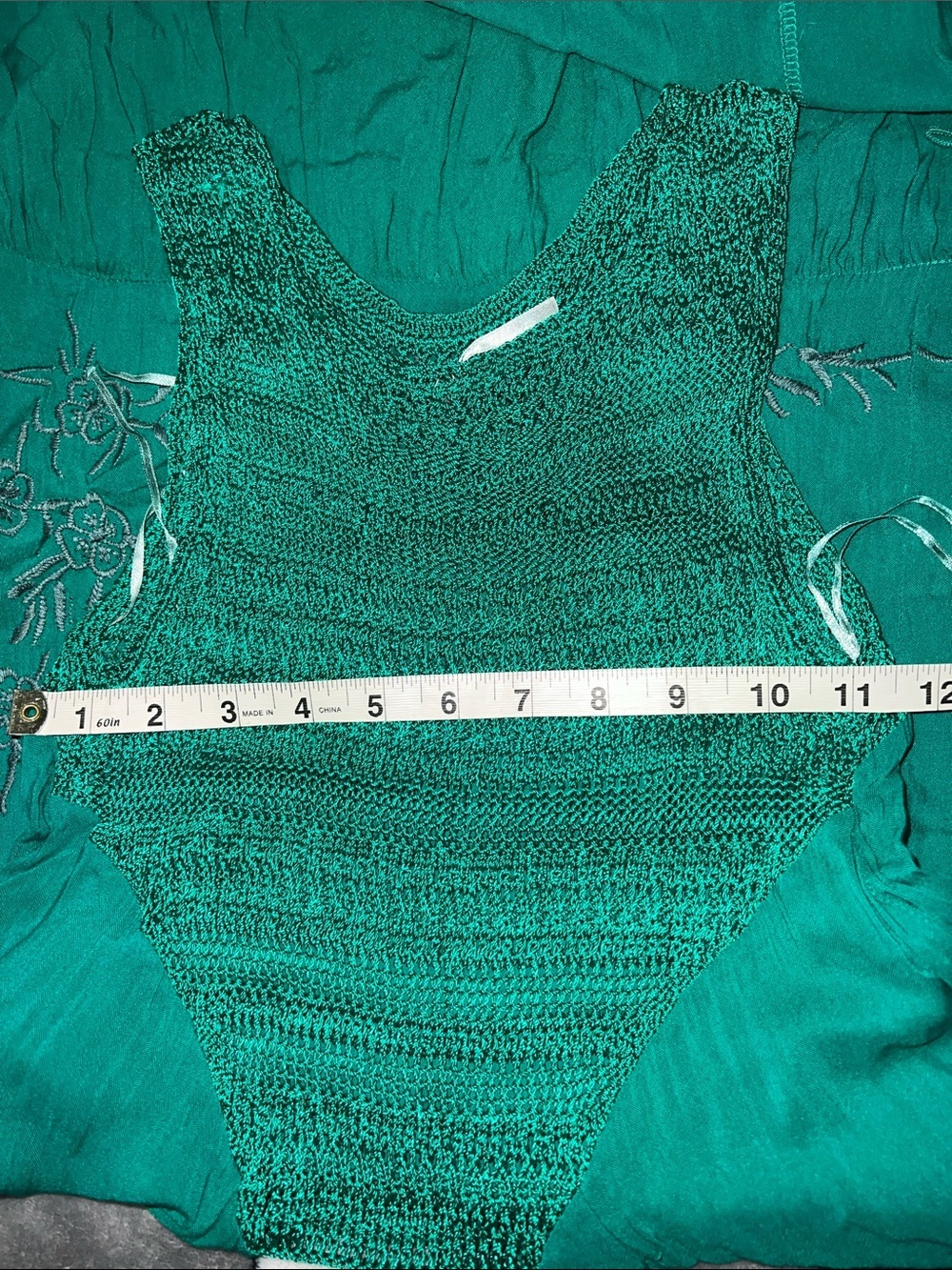 Free People Long Crochet Dress with Tiers in Emerald Combo short front Small - Picture 11 of 13